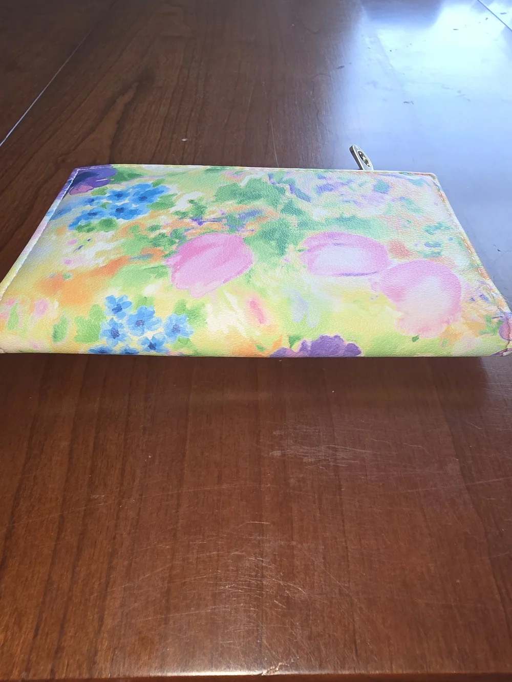 Pastel Floral Watercolor Zip & Snap Wallet - Multicolor, Like New Condition